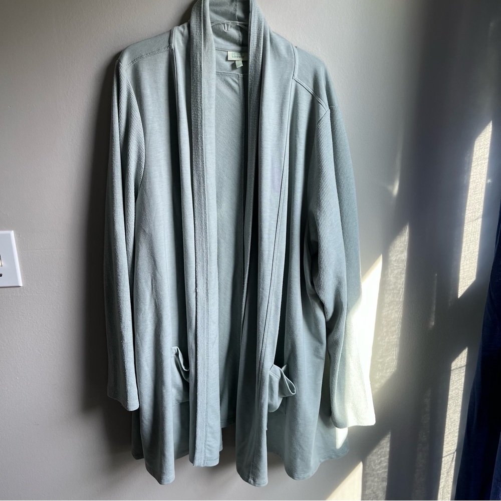 2X LOGO by Lori Goldstein Loungewear Cardigan Sage Green